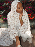 Brown & White Floral Abaya