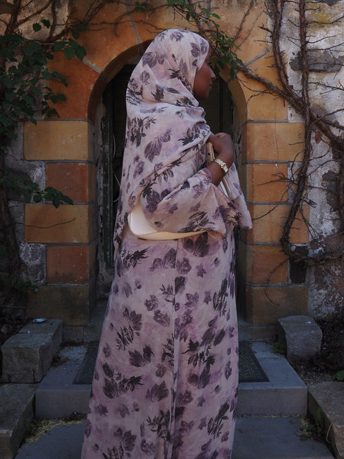 Floral Printed Chiffon Abaya